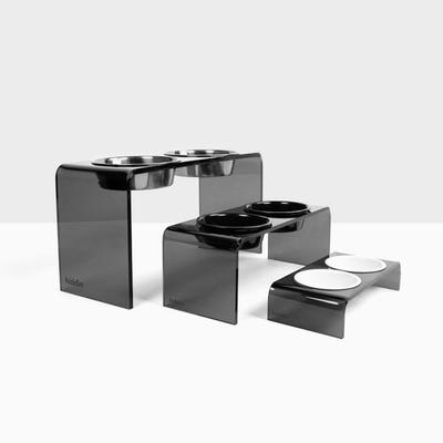 Show full view: Hiddin Tall Smoke Grey Elevated Dog Bowl Feeder, Silver, 6.5-cup slide 4 of 8