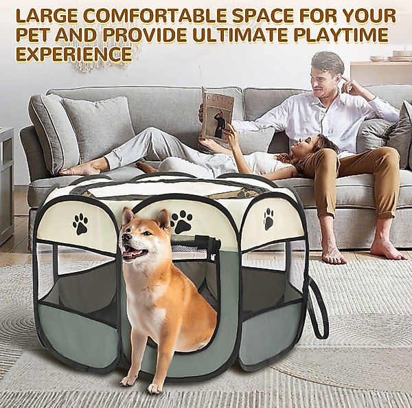 Show full view: Niubya Portable Indoor/Outdoor Dog & Cat Playpen, Grey, 36-in slide 5 of 6