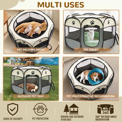 Show full view: Niubya Portable Indoor/Outdoor Dog & Cat Playpen, Grey, 29-in slide 4 of 8
