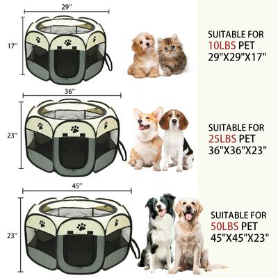 Show full view: Niubya Portable Indoor/Outdoor Dog & Cat Playpen, Grey, 29-in slide 3 of 8