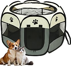 Niubya Portable Indoor/Outdoor Dog & Cat Playpen, Grey, 45-in