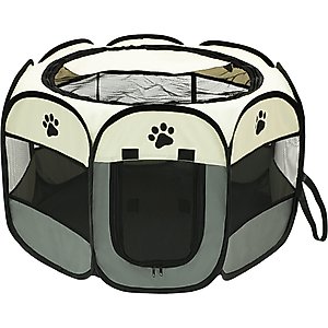 Niubya Portable Indoor/Outdoor Dog & Cat Playpen, Grey, 36-in