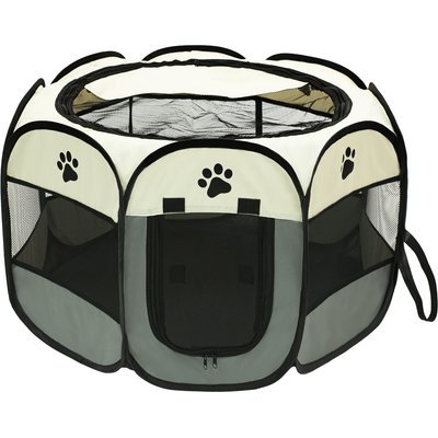 Niubya Niubya Portable Indoor/Outdoor Dog & Cat Playpen, Grey, 36-in