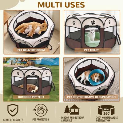 Show full view: Niubya Portable Indoor/Outdoor Dog & Cat Playpen, Brown, 36-in slide 5 of 7