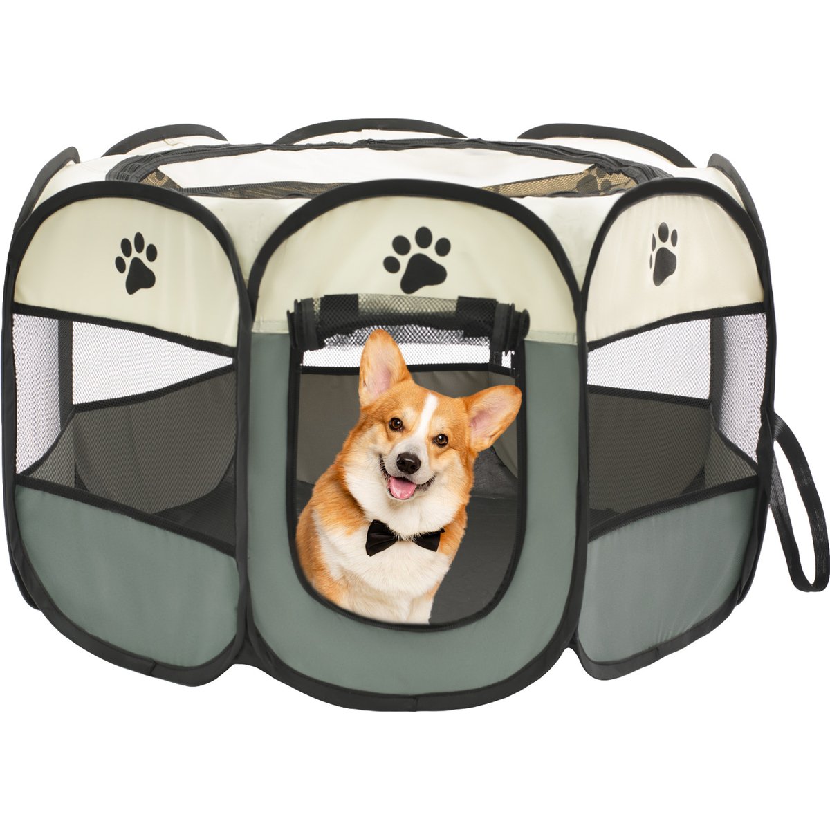 Niubya Portable Indoor/Outdoor Dog & Cat Playpen, Grey, 29-in