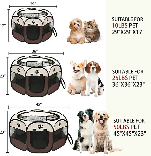 Show full view: Niubya Portable Indoor/Outdoor Dog & Cat Playpen, Brown, 45-in slide 2 of 6