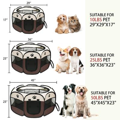 Show full view: Niubya Portable Indoor/Outdoor Dog & Cat Playpen, Brown, 36-in slide 2 of 7