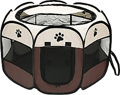 Niubya Portable Indoor/Outdoor Dog & Cat Playpen, Brown, 36-in slide 1 of 5