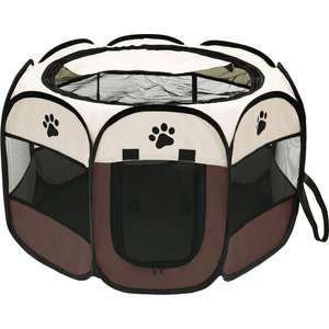 Niubya Portable Indoor/Outdoor Dog & Cat Playpen, Brown, 36-in