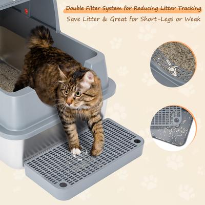 Show full view: Ownpets Stainless Steel Litter Box with Scoop, Silver slide 8 of 9