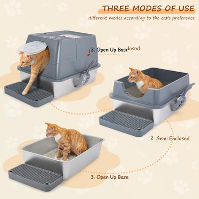 Show full view: Ownpets Stainless Steel Litter Box with Scoop, Silver slide 2 of 9