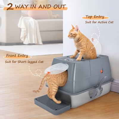Show full view: Ownpets Stainless Steel Litter Box with Scoop, Silver slide 7 of 9