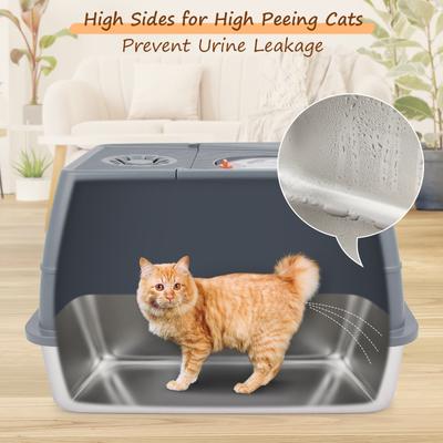 Show full view: Ownpets Stainless Steel Litter Box with Scoop, Silver slide 5 of 9