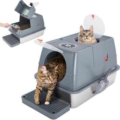 Ownpets Ownpets Stainless Steel Litter Box with Scoop, Silver