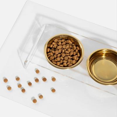 Show full view: Hiddin Small Clear Double Dog Bowl, Gold, 1.5-cup slide 3 of 8