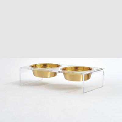 Show full view: Hiddin Small Clear Double Dog Bowl, Gold, 1.5-cup slide 7 of 8