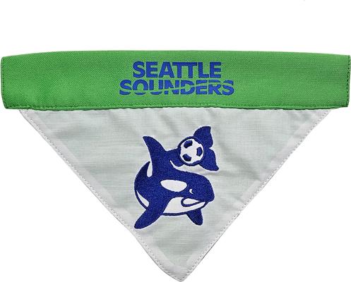 Show full view: Pets First MLS Team Reversible Dog Bandana, Small/Medium, Seattle Sounders FC slide 2 of 5