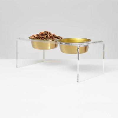 Show full view: Hiddin Medium Clear Stainless Steel Elevated Double Dog Bowl, Gold, 6.5-cup slide 3 of 9