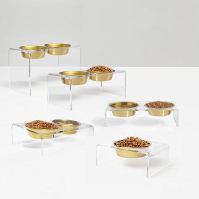 Show full view: Hiddin Small Clear Double Dog Bowl, Gold, 3.5-cup slide 7 of 7