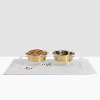 Show full view: Hiddin Small Clear Double Dog Bowl, Gold, 3.5-cup slide 6 of 7