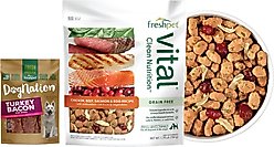 Freshpet Vital Chicken, Beef, Salmon & Egg Recipe Fresh Food + Dognation Turkey Bacon Fresh Dog Treats
