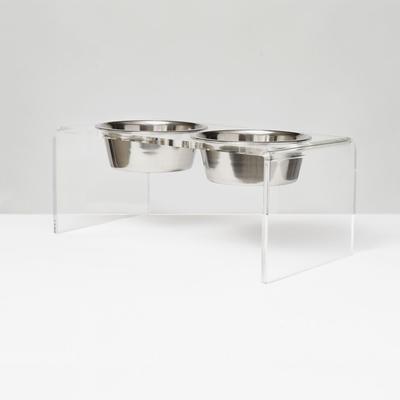 Show full view: Hiddin Medium Clear Double Dog Bowl, Silver, 3.5-cup slide 6 of 9