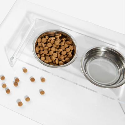 Show full view: Hiddin Medium Clear Double Dog Bowl, Silver, 3.5-cup slide 5 of 9