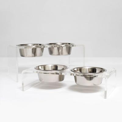 Show full view: Hiddin Medium Clear Double Dog Bowl, Silver, 3.5-cup slide 8 of 9