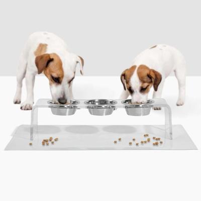 Show full view: Hiddin Medium Triple Dog Bowl, Silver, 3.5-cup slide 5 of 8