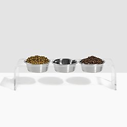 Hiddin Medium Triple Dog Bowl, Silver, 6.5-cup