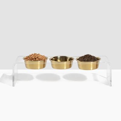 Show full view: Hiddin Medium Triple Dog Bowl, Gold, 3.5-cup slide 2 of 9