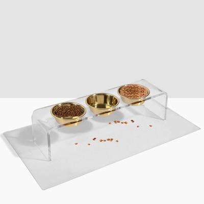 Show full view: Hiddin Medium Triple Dog Bowl, Gold, 6.5-cup slide 2 of 6