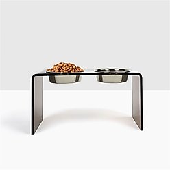 Hiddin Bronze Acrylic Double Elevated Dog & Cat Bowl, Silver, 6.5-cup