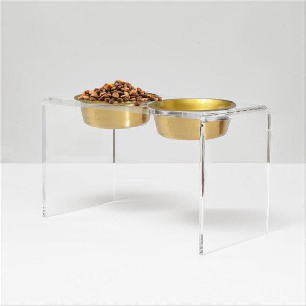 Hiddin Tall Clear Stainless Steel Elevated Double Dog Bowl
