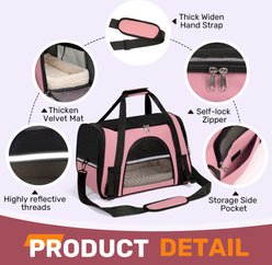 Niubya Soft-Sided Washable Airline-Approved Dog & Cat Carrier, Pink, 16-in slide 2 of 7