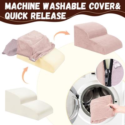 Show full view: Niubya Extra Wide Foam Dog Stairs, Pink, 2 Steps slide 4 of 7