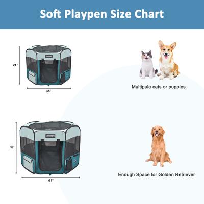 Show full view: Jespet Soft-Sided Dog & Cat Playpen, Teal, 61-in slide 2 of 8