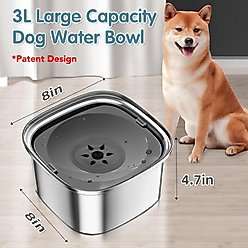 UPSKY Stainless Steel Slow Feeder Dog Water Bowl, Grey, 101-oz slide 2 of 7