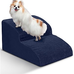 Niubya Extra Wide Foam Dog Stairs, Navy, 2 Steps