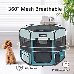 Jespet Soft-Sided Dog & Cat Playpen, Teal, 61-in slide 2 of 6