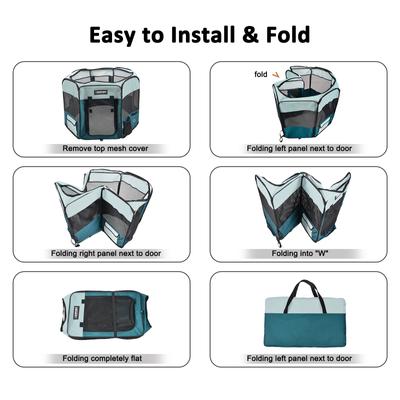 Show full view: Jespet Soft-Sided Dog & Cat Playpen, Teal, 61-in slide 5 of 8