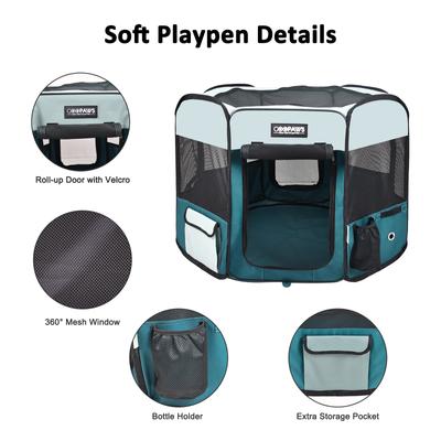 Show full view: Jespet Soft-Sided Dog & Cat Playpen, Teal, 61-in slide 4 of 8