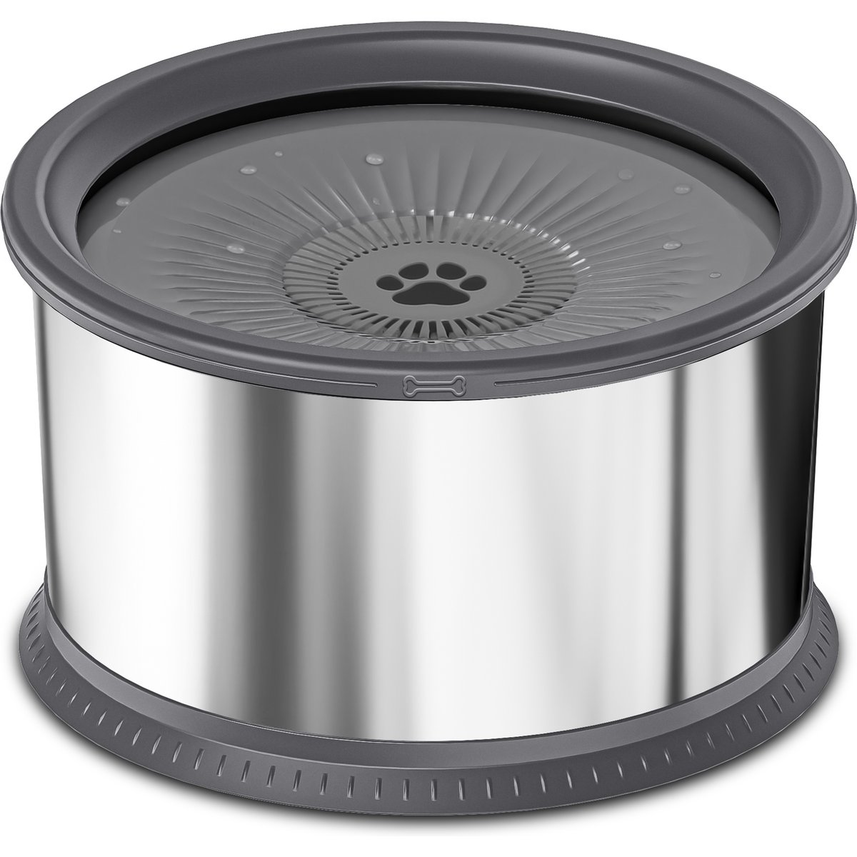 UPSKY Non-skid Stainless Steel Slow Feeder Dog Water Bowl with Anti-Slip Mat, 1.6-gal, Grey