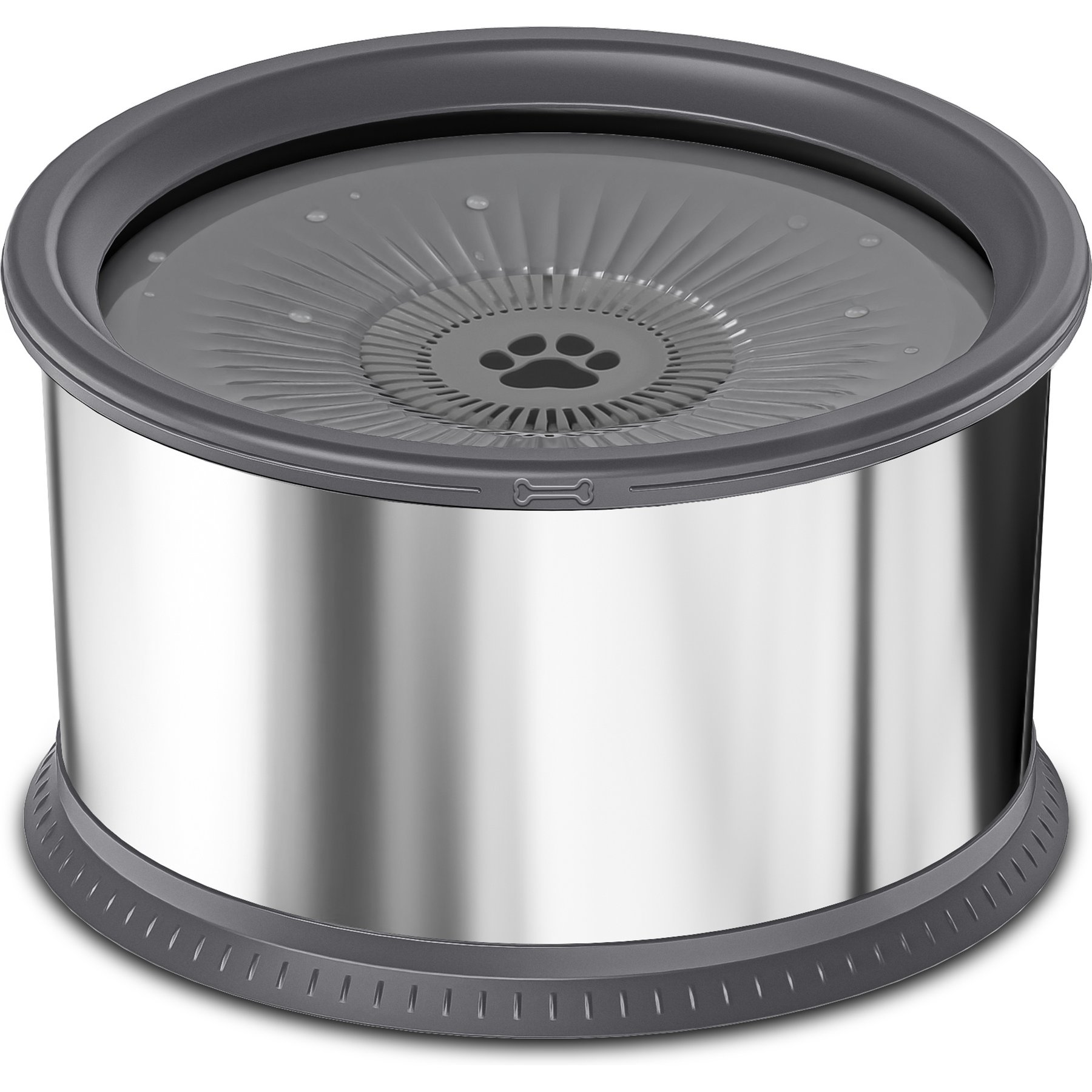 UPSKY Non-skid Stainless Steel Slow Feeder Dog Water Bowl with Anti-Slip Mat, 1.6-gal, Grey