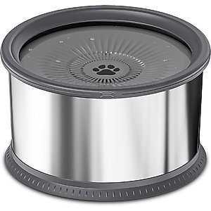 UPSKY Stainless Steel Slow Feeder Dog Water Bowl with Anti-Slip Mat, 1.6-gal, Grey