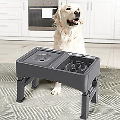 UPSKY 2-in-1 Adjustable Raised Non-Skid Slow Feeder Dog Bowls, Black slide 2 of 8