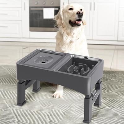 Show full view: UPSKY 2-in-1 Adjustable Raised Non-Skid Slow Feeder Dog Bowls, Black slide 8 of 10