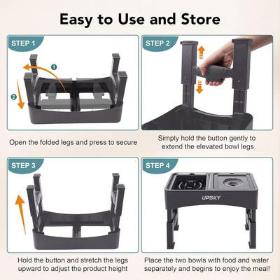 Show full view: UPSKY 2-in-1 Adjustable Raised Non-Skid Slow Feeder Dog Bowls, Grey slide 7 of 11