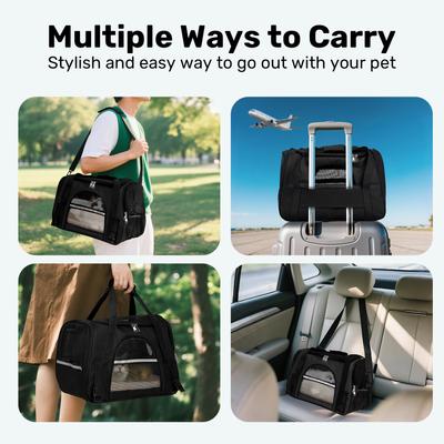 Show full view: Niubya Soft-Sided Washable Airline-Approved Dog & Cat Carrier, Black, 16-in slide 7 of 9