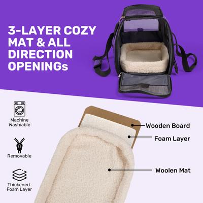 Show full view: Niubya Soft-Sided Washable Airline-Approved Dog & Cat Carrier, Purple, 16-in slide 5 of 9